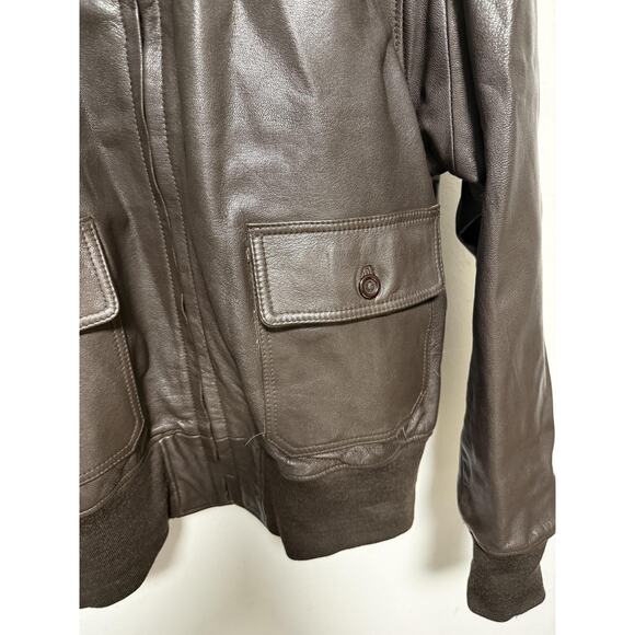 Vintage US Navy G-1 Flight Jacket Mens 52 Brown Leather Mouton Collar Bomber 80s - Picture 4 of 16
